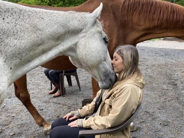 Woman with horse photo