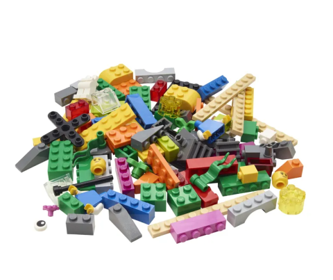 Pictured are a pile of LEGO