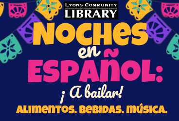 Colorful image depicting the words Noches en Espanol