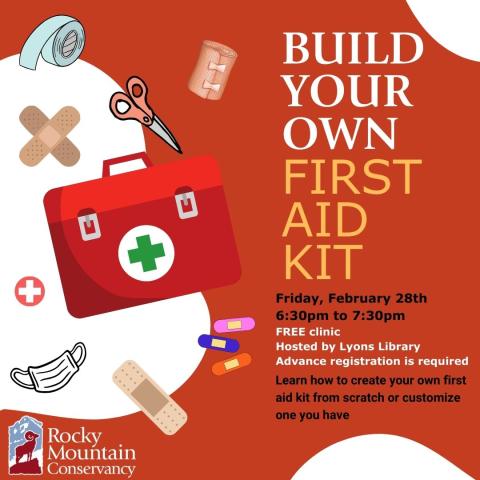 a flier with graphics of assorted first aid supplies