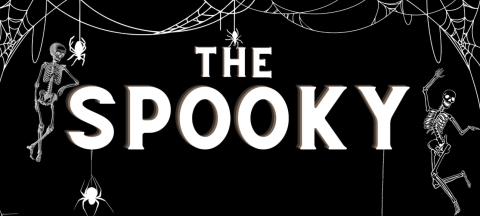 Black background with skeletons dancing