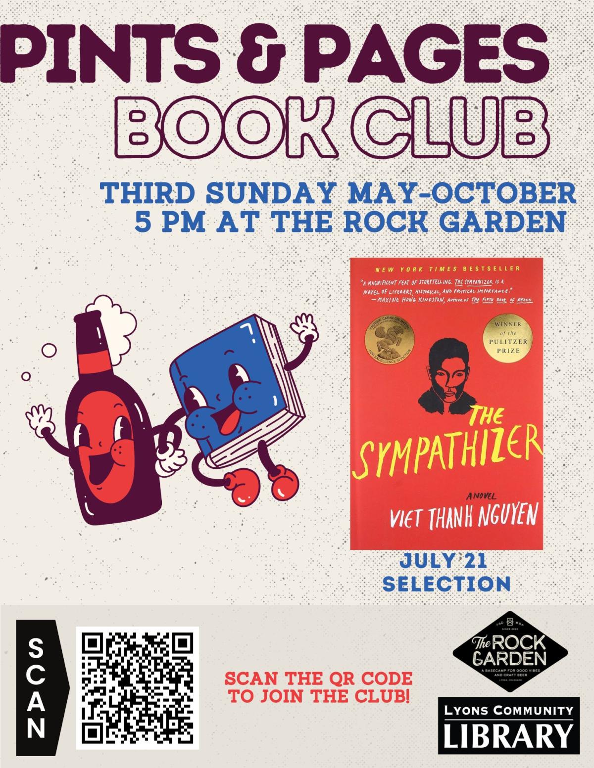 flyer noting book cover, time, and date of book club